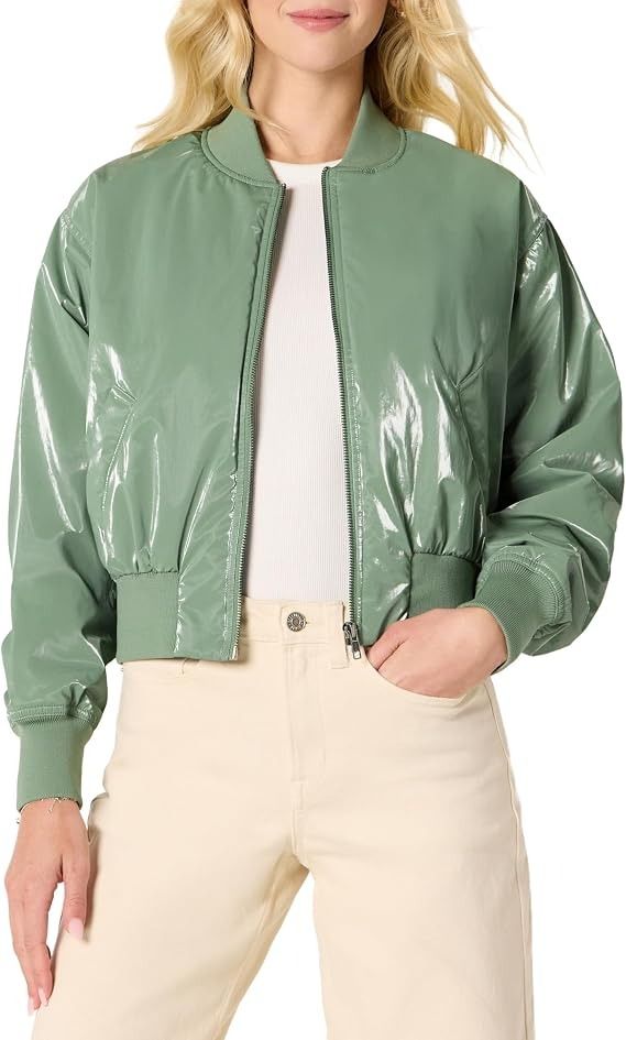 Green Shiny Bomber Jacket image 1